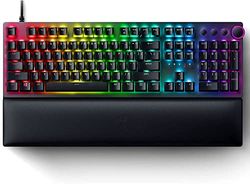 Razer Huntsman V2 (Red Switch) - Optical Gaming Keyboard with Near-Zero Input Latency (Linear Optical Switches Gen-2, Doubleshot PBT Keycaps, Ergonomic Wrist Rest) US Layout | Black