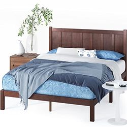 ZINUS Adrian Cadre de lit en bois 31 cm avec tête de lit | Sommier en bois massif | Support à lattes en bois | Assemblage facile | 180 x 200 cm | Style rustique