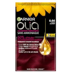Garnier Coloration Permanente - Sans Ammoniaque - Aux Huiles Naturelles de Fleurs - Carmin Éclatant (6.66) - Olia