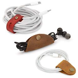Londo Set de Correas Organizadoras de Cuero Genuino para Auriculares y Cables en General