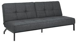 AC Design Furniture Divano letto Bent grigio scuro divano letto 3 posizioni reclinabili moderno 3 posti divano imbottito con rivestimento effetto bicolore e gambe nere, larghezza 198 x altezza 87 x