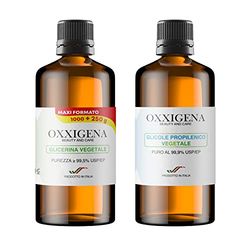 Oxxigena - BIO Kit Base Neutra da 2 L, con Glicerina Vegetale Liquida Pura ≥ 99,5% (1 L) + BIO Glicole Propilenico Vegetale Liquido Puro (1 L), 50 VG / 50 PG, 100% Made in Italy, Purezza Farmaceutica