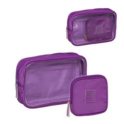 Set van 3 toilettassen paars