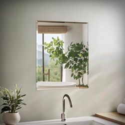 Gatco 1803 Flush Mount Rectangle Frameless Regular Mirror, Clear