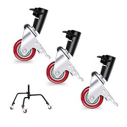 Neewer Set di 3 ruote girevoli, diametro 75 mm, costruzione in metallo e base in gomma, compatibile solo con il supporto C Neewer per riprese video in studio (nero)
