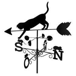 Wenko weervlag, kat weerkraan, gelakt metaal, 50 x 170 x 40 cm, zwart