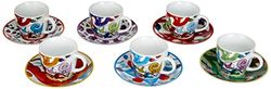 Excelsa Lisbona Juego de 6 Tazas de café con platillo, Porcelana, Multicolor