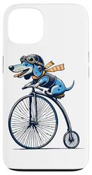 Bassotto sulla bici per gli amanti retrò con stile Custodia per iPhone 13