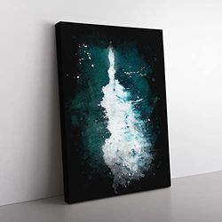 The Middle Of The Wave Paint Splash Modern Canvas Wall Art Print Ready to Hang, Framed Picture for Living Room Bedroom Home Office Décor, 50x35 cm (20x14 Inch)