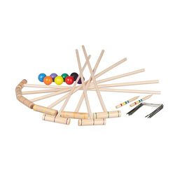 Relaxdays Gioco del Croquet, 8 Giocatori, Bambini e Adulti, Set Completo con Borsa, Mazze e Palline in Legno, Colorato, 76 x 13 x 3 cm