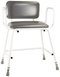 Aidapt Bariatric Height Adjustable Perching Stool With Padded Seat and Safety Arms and Padded Back For Elderly for Users with Limited Mobility