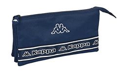 safta KAPPA - Astuccio triplo, astuccio per bambini, ideale per bambini dai 5 ai 14 anni, comodo e versatile, qualità e resistenza, 22 x 3 x 12 cm, colore blu navy, Blu navy, Estándar, Casual