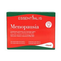 Essentialis Menopausia – con Cimicífuga, Salvia, Melisa, Maca Negra y Vitaminas D, B6 y B12 - Uso prolongado – 1 mes - Sin soja ni conservantes