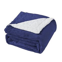 Good Nite Coperta reversibile in pile Sherpa, 200 x 230 cm, soffice e calda, per casa e viaggi (blu navy, king size)