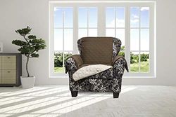 Blackout365 Reynolda Reversible Waterproof Microfiber Chair Cover with Strap Buckles in Chocolate-Natural