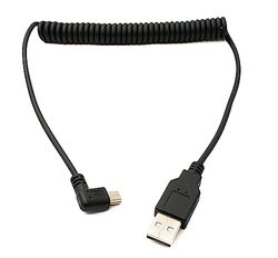 System-S USB 2.0 kabel 120 cm type A stekker naar mini B stekker spiraal hoek in zwart
