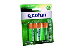 Cofan Pilhas recarregáveis | Modelo AA Ni-MH 2300 mAh de 1,2 V | Conteúdo da caixa de 10 blister com 4 pilhas cada uma