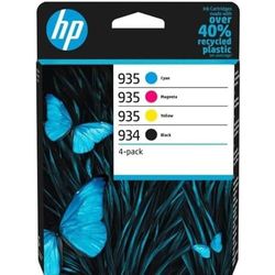 HP 934/935 Pack de 4 Cartouches Noire, Cyan, Magenta, Jaune Authentiques (6ZC72AE) pour HP OfficeJet 6820e, HP OfficeJet Pro 6230 / 6830