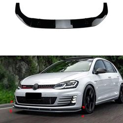 Front spoiler lip compatible with Volkswagen Golf VII GTi/GTD/R/R-Line 2012-2017 (Glossy Black ABS)