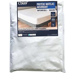 COLAS NORMAND | Protector de colchón Impermeable | 160 x 200 cm | Fibra Lyocell Tencel® Transpirable y Resistente | Absorbente | Solapas 33 cm 100% poliéster elástico