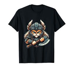 Casco de gato vikingo para amantes de los gatos nórdicos, guerrero noruego Camiseta
