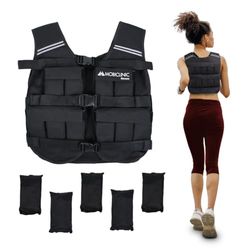 Mobiclinic®, Gilet con zavorra, Regolabile, 20 kg, Tessuto oxford 600d, Peso incluso, Strisce riflettenti, Per aumentare il carico e l'intensità dell'allenamento, Iron20
