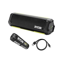 RYOBI - Altavoz Bluetooth inalámbrico de 4 voltios, portátil e Impermeable (IP67), batería de 2 Ah USB de Litio de Larga duración, RS4-120G