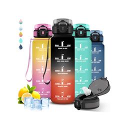 Grsta Borraccia 1 litro, Borraccia con Cannuccia, Senza Perdite, Borraccia Motivazionale, Facile da Pulire, Borraccia Trekking, Con Slogan Motivazionale, per Fitness, Yoga, Campeggio, Escursioni