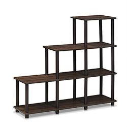 Furinno Turn-N-Tube Prateleiras sem ferramentas, madeira, Walnut/Brown, escada