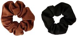 Manicare 2 Hair Scrunchies, Black And Brown, Medium Large Elastic Hair Ties, Soft Fabric Hairbands, Ponytail Holder, Thick Bobbles, Scrunchy Wristband, Gentle On The Hair, Hairdressing Accessory