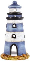 HEITMANN DECO Suporte de velas de cerâmica, farol, azul, branco, bege, 10,2 x 10,2 x 20 cm