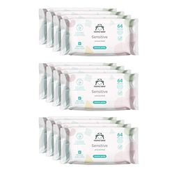 Amazon Brand - Mama Bear Sensitive Unscented Baby Wipes, 768 Count (12 Packs of 64)