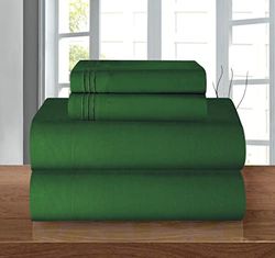 Elegant Comfort Luxe 1500 draaddichtheid Egyptische kwaliteit microvezel 4-delige premium hotellakenset - kreukbestendig, rondom elastisch hoeslaken, diepe zak tot 40,6 cm, twin/twin XL, Hunter Green