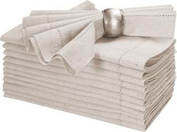 HOMIDATE Lot de 12 Serviettes de Table ajourées en Lin de qualité supérieure, lavables et réutilisables pour dîners du Quotidien ou Formels, 50 x 50 cm