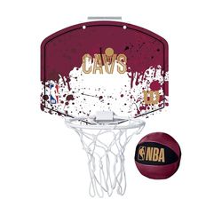 Wilson NBA Team Cleveland Cavaliers Mini Hoop WZ60101, kvinnor, män basketbakbrädor, vinröd, en storlek EU
