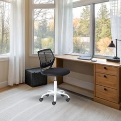 FurnitureR Teenage, in hoogte verstelbare armloze tas, kleurrijke studie voor thuis en computer, ergonomische en draaibare bureaustoel, 40,5 x 44 x 87 cm, zwart, metaal, 44 x 40 x 87 cm