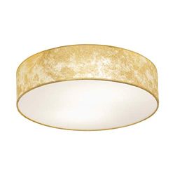 Eglo Viserbella Candeeiro de teto vintage de aço e têxtil na cor champanhe e dourado, candeeiro de teto para sala de estar, cozinha e corredor com tampa E27, diâmetro de 38 cm