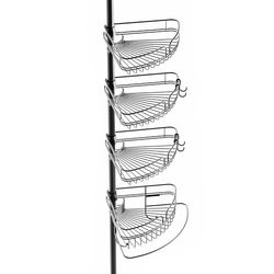 Zenna Home Étagère de Douche à 4 paniers avec Barre Porte-Serviette intégrée, réglable, 152,4 à 244,8 cm, Noir Mat