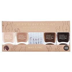Nails Inc Everybody in Love Nail Polish Set with Stickers, 56ml, Nude Nail Polish
