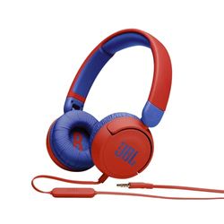 JBL JR310 Cuffie per Bambini con Cavo e Limitatore di Volume, Cuffie On Ear con Microfono e Filo Piatto Antigroviglio su un lato, Pieghevoli, Leggere e Comode, senza fili, Rosso