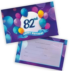 82nd Birthday Party Invitations Men Women - Happy Balloons 36 Pack - Adults Birthday Invitations for Friends Family A6 Bday Party Invites Invitation Cards with Folding Envelopes