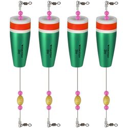 THKFISH Galleggianti da Pesca Mare 4 Pezzi Galleggiante Pesca Trota Galleggiante Popping Ponderato Verde 28g