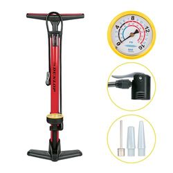Dunlop Pompa per bicicletta con Manometro - Pompa Bici per Valvole Dunlop, Schrader e Francesi - Pompa per Materasso Gonfiabile e Palloni - Pompetta Bici, Scooter e Auto