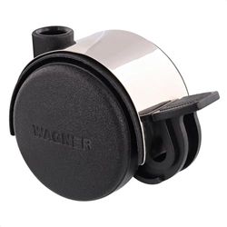 Wagner Design 01152601 Roulette de meuble/pivotante Double roulette rigide Diamètre 40 mm Hauteur 45 mm Noir/chromé Verrouillage Charge maximale 35 kg