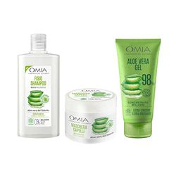 Omia, Kit Routine Haircare, Set Cura Capelli con Fisio Shampoo Eco Bio, Maschera Capelli e Gel con Aloe Vera del Salento, Adatto a Lavaggi Frequenti, Azione Idratante, Senza SLES e PEG