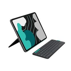 Logitech Flip Folio, custodia con tastiera per iPad Pro (M4) e iPad Air da 13 pollici (M2 e M3)(2024, 2025) -Custodia protettiva e ripiegabile, più tastiera multi dispositivo Bluetooth -Grafite,QWERTY