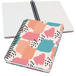 Sigel JN610 Cuaderno de notas espirales básica, 16.2 x 21.5 cm, punteado, tapa dura, motivo pinceladas, pastel/naranja/rosa/verde, Jolie