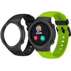 SPC Smartee 4G Junior - Smartwatch bambini con GPS, videochiamate e tasto SOS | Display da 1,2", doppio braccialetto verde e nero, modalità tracker | Modalità scuola | Gestito via app Smart Clan