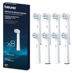 Beurer Set di Ricambio da 8 testine Sensitive compatibili con spazzolini da denti Beurer TB 30 / TB 50 e con tutti gli spazzolini rotanti disponibili in commercio