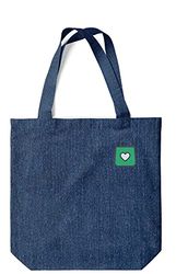 Green Fish Denim bedrukte boodschappentas, herbruikbaar, jeanstas, machinewasbaar, opvouwbaar, stoffen tas met twee lange hengsels, 38 x 42 cm, multicolor, Eén maat, hedendaags
